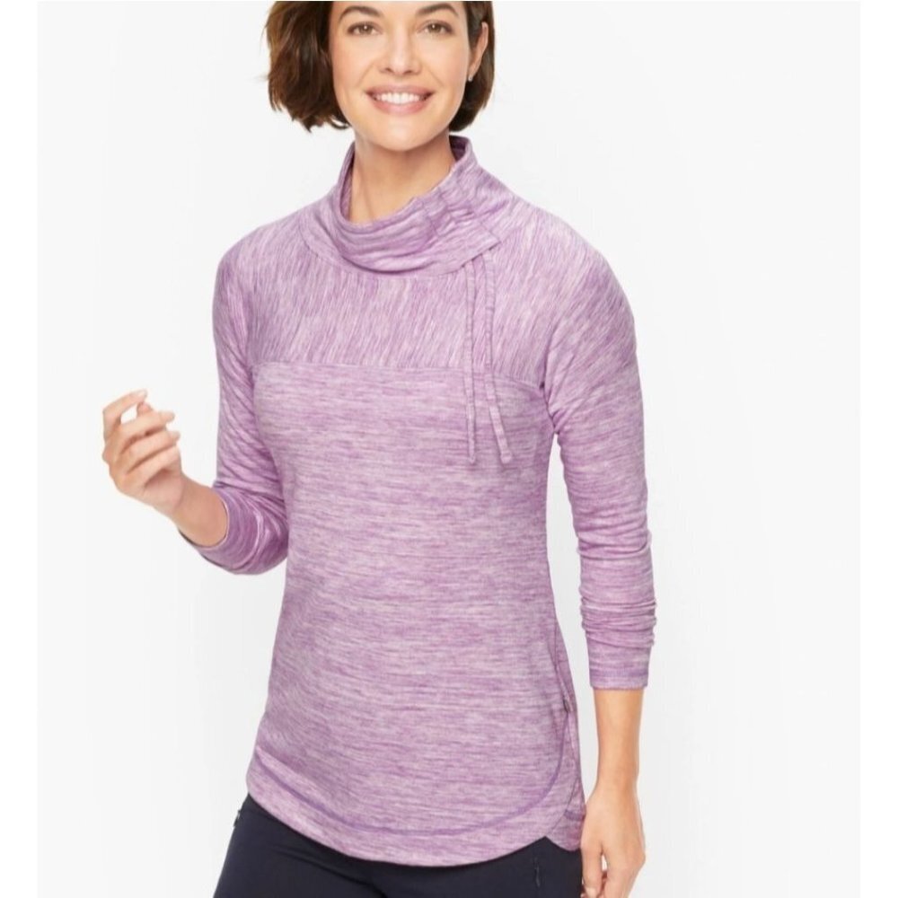 NWT Talbots ASYMMETRICAL MOCKNECK PULLOVER in VIOLET TULLE HEATHER Size M